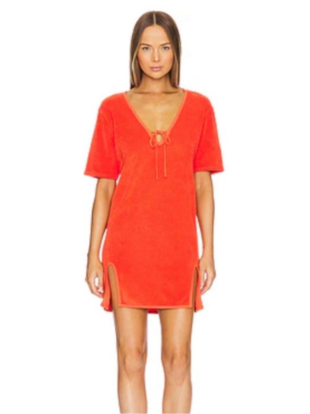 Nation LTD Sunset Orange Tie Front Beach Cover Up Dress |